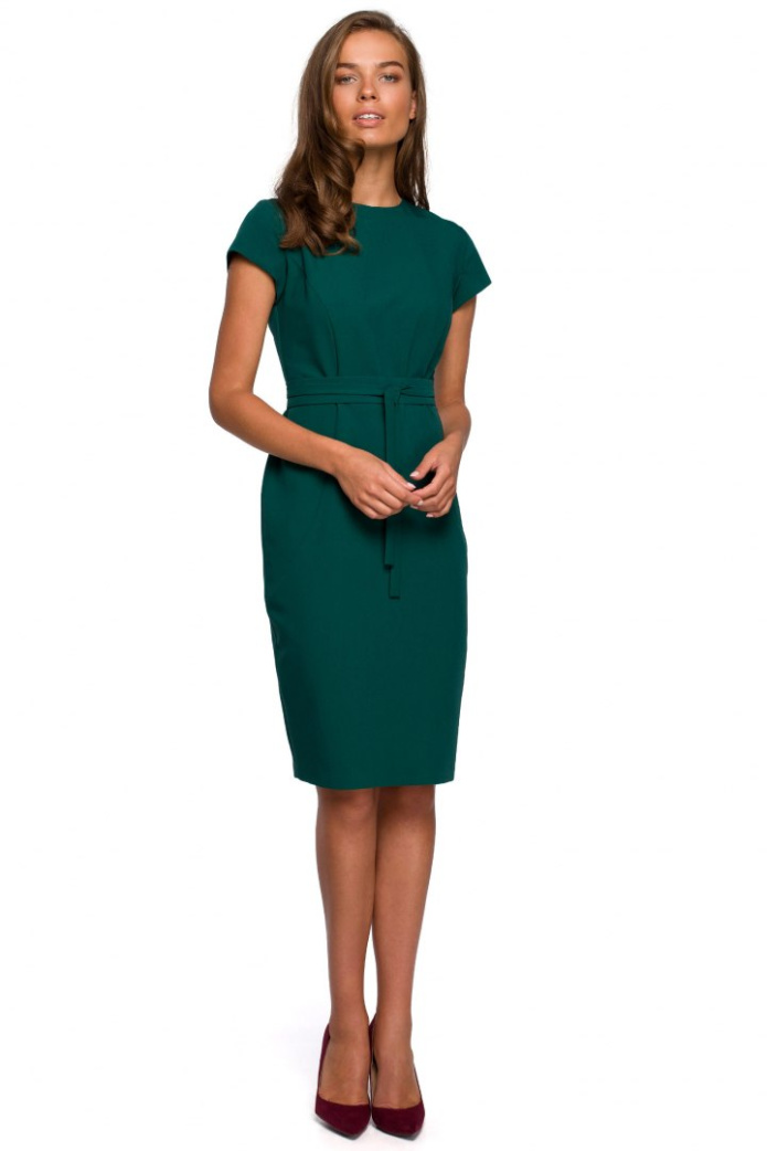 Sukienka Midi - Ołówkowa Dopasowana - zielona